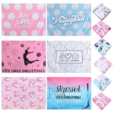 Imagem de VitalCozy 6 mantas de voleibol para mulheres 101,6 x 127 cm, cobertores macios de flanela, presentes de voleibol de Natal a granel para amantes de bola, mulheres, jogadoras esportivas, treinadoras