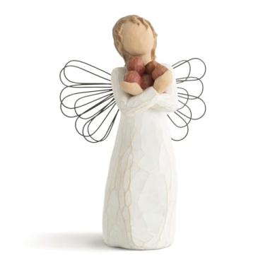 Imagem de Willow Tree Good Health Angel, uma abundância de saúde e felicidade, segurando maçãs como símbolo de esperança e cura, agradecimento aos professores, ou presente de hospitalidade, figura pintada à mão
