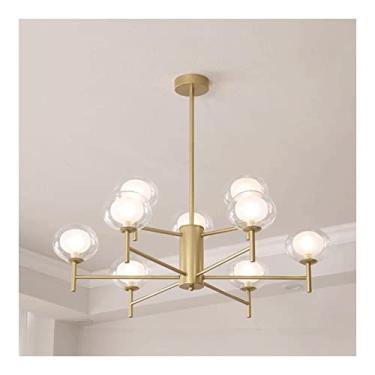 Imagem de Lustre Globo de Vidro Lustre de meados do século Luz Pingente de Metal Hastes Ajustáveis Luminária Pendurada para Fazenda Sala de Jantar Quarto Cozinha Sala de Estar Hall de Entrada (