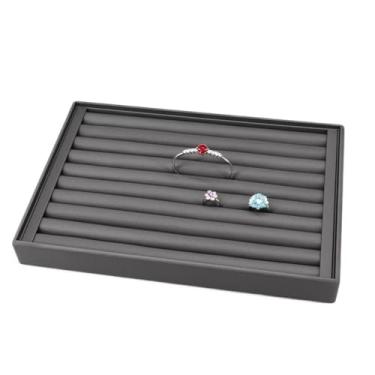 Imagem de Torres de joias Bandeja preta para joias, bandeja para anéis, colar, brincos, caixa organizadora, pulseira de corda, display