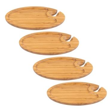 Imagem de Fxzqgnh Prato de Aperitivos, Tábua de Queijos com Suporte para Copos, Bandeja de Doces, Barraca de Lanches para Restaurantes Festivos, 4 Peças, Tamanho real