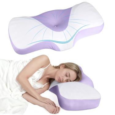 Imagem de Travesseiro de espuma viscoelástica, travesseiro de pescoço cervical, almofadas ergonômicas de suporte de pescoço para pescoço e ombro, travesseiro ortopédico de contorno para dormir, costas e