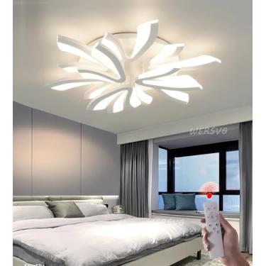 Imagem de Luminária de teto LED com design moderno, regulável, para sala de estar grande, cozinha, quarto, com controles remotos, iluminação de teto, lâmpada de economia de energia, luminária de teto