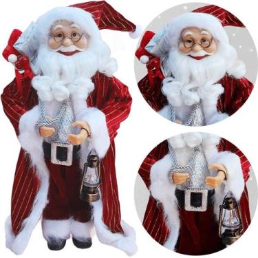 Imagem de Boneco Decorativo Papai Noel Tradicional Com Lampião De 45cm - Genéric