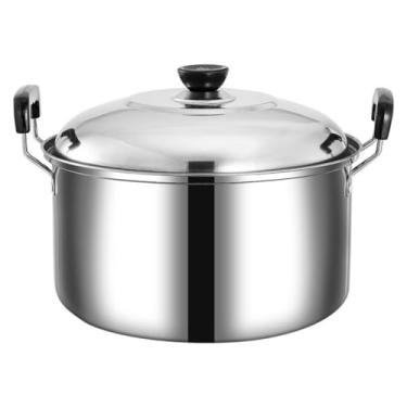 Imagem de Stockpot American Panela de sopa engrossada de aço inoxidável doméstica grande capacidade ensopado de sopa, macarrão, mingau, pote de leite, pote de sopa (C)