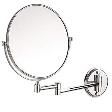 Imagem de Espelho para maquiagem, espelho de beleza montado na parede de um lado com ampliação 3X, espelho de banheiro giratório 360°, espelho cosmético extensível, prata