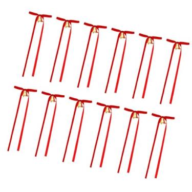 Imagem de Nishiyuenyi 12x Laços para árvore de Natal, laços para guirlanda, suprimentos para festa, artesanais com sinos e torcidos para guirlanda, porta da frente interna