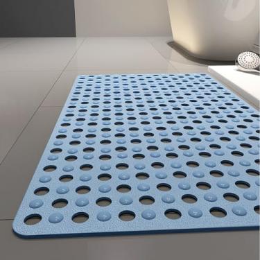 Imagem de Tapete de banho antiderrapante, tapete de chuveiro antiderrapante, tapete de banheira de banheiro antimofo de PVC com ventosas TPE fortes e orifício de drenagem, perfeito para segurança de todos