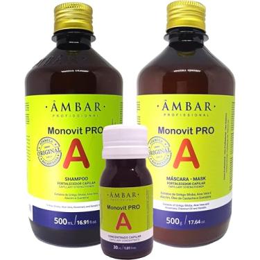 Imagem de Kit Monovin A Shampoo Mascara Ampola Monovit Ambar Original.