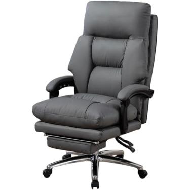 Imagem de Cadeira executiva cadeiras executivas para grandes e altas, cadeira de mesa de casa gerencial, cadeira de mesa de computador com braços, cadeira de mesa ergonômica com descanso para os pés (cor: cinza