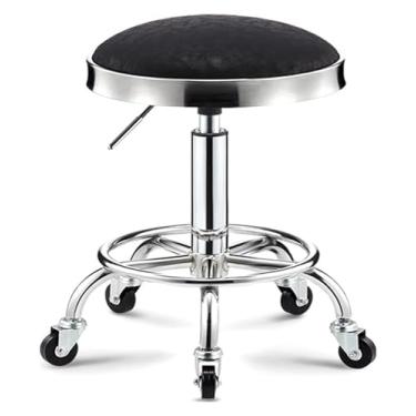 Imagem de WYUYIWH Banqueta giratória com rodas e apoio para os pés, banco giratório de couro ajustável, banco de elevação ajustável, verde