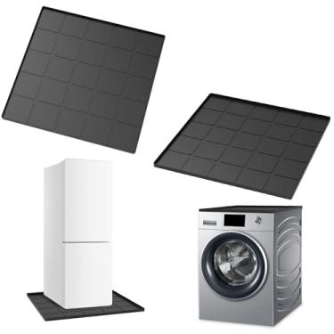 Imagem de 2 peças de tapete de silicone para mini geladeira com borda elevada 59,9 x 59,9 cm, antiderrapante, lavável, tapete protetor de pia à prova d'água sob a mini geladeira, máquina de lavar louça, piso (2