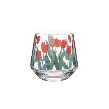 Imagem de WYUYIWH Caneca de vidro transparente vintage com estampa de tulipa - perfeita para cerveja, uísque, leite, sobremesas e café da manhã em casa ou restaurantes