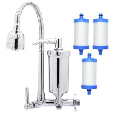 Imagem de Torneira Cozinha Pia Com Filtro Parede Gourmet Bica Móvel Flexivel + 2 Refil Extra