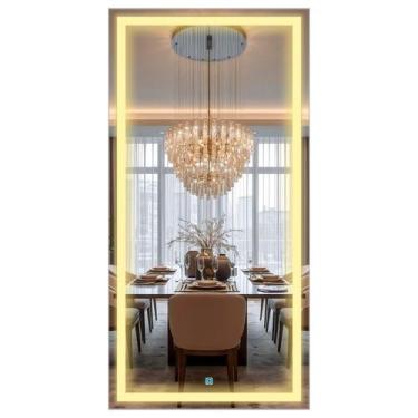 Imagem de Espelho Retangular 80x40 Com Led decorativo Jateado Lapidado - Espaço 