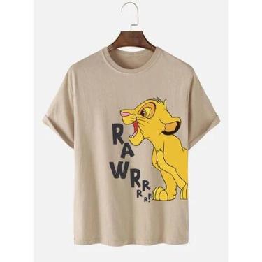 Imagem de Camiseta Adulto Rei Leao Unissex 100% Algodão - loja dinka, p, Bege