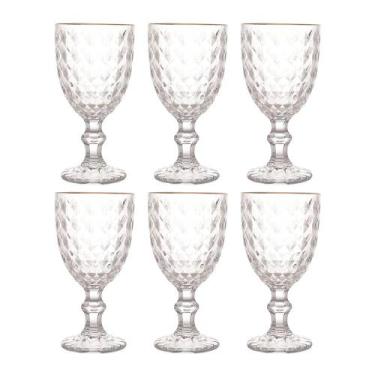 Imagem de Conjunto 6 Taças Vidro para Água com Fio Dourado Roman 345ml - Bon Gou