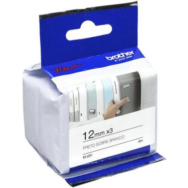 Imagem de Fita para rotulador Branca escrita Preto c/3 fitas - Brother
