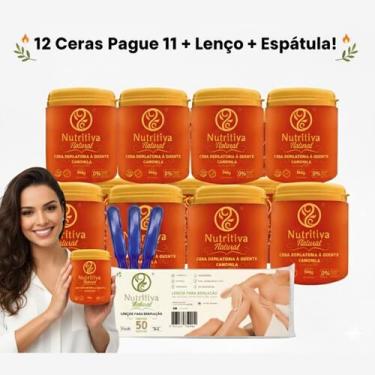 Imagem de Combo Profissional Depilação  12 Ceras Naturais Camomila 540g + Lenços
