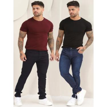 Imagem de Kit 2 Calças Masculina Jeans Lisa Skinny Com Lycra A- 140/151 - Amar D