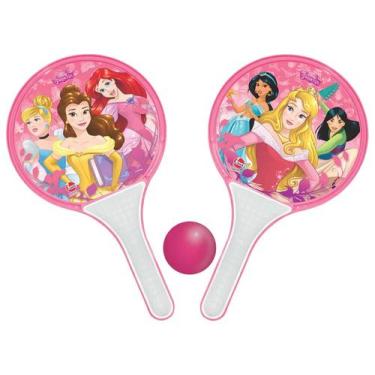 Imagem de Frescobol Princesas Disney Infantil Com Duas Raquetes E Bola Rosa Para