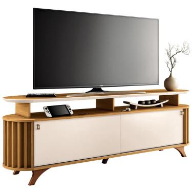 Imagem de Rack Para Sala de Estar TV 70 Pol Orgânico Dorian B01 Off White Cinamomo - Lyam Decor