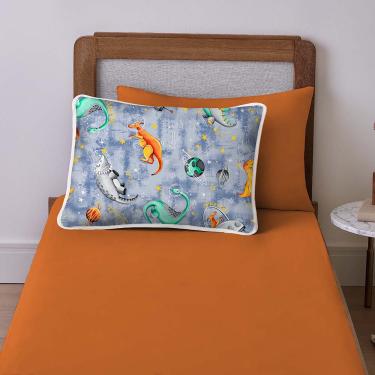 Imagem de Jogo de Lençol Alegria Solteiro 2 Peças Infantil Estampado Malha 100% Algodão - Dino Space