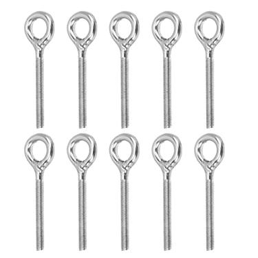 Imagem de Parafuso de olhal, 10pcs M5 Parafuso de olhal Parafusos de anel de aço inoxidável Soldado à máquina Parafuso fechado Haste Parafusos de olhal para cabos de elevação e fixação de tenda fixa Fios, haste