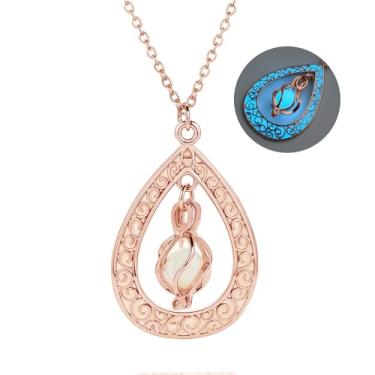 Imagem de EEQQBZ Colar em forma de gota prata que brilha no escuro, pingente de joia brilhante fantasia, general, Metal, Sem Pedra Preciosa
