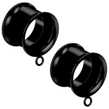 Imagem de Ocptiy Brincos de alargadores pretos de 18 mm para orelhas kit de alongamento de orelhas 316L plugues de túneis de aço inoxidável cirúrgico para orelha alargador duplo calibre oco tamanho 18 mm