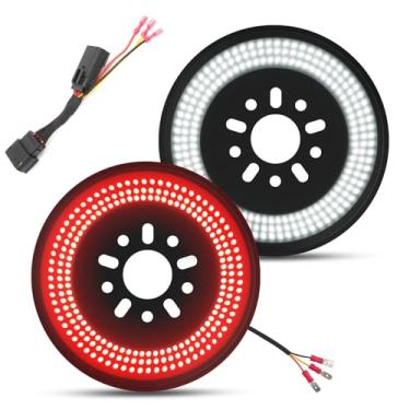 Imagem de CAFOPAR Luz de freio de pneu sobressalente de 3 lados para Jeep Wrangler JL JLU 2018-2025, Plug & Play, terceiro terço, luz de roda de LED, com grande superfície de iluminação, freio vermelho + função
