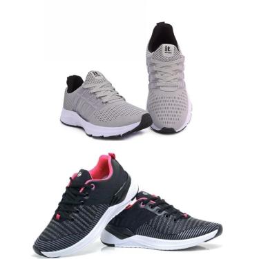 Imagem de Tênis Feminino Esportivo Caminhada Fitness Confortável Kit