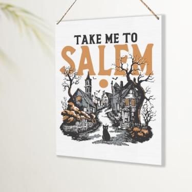 Imagem de Decorações de Halloween para casa, outono, outono, decoração de Halloween, presentes para mulheres, homens, Take Me to Salem, decoração de parede, placa para casa de fazenda, banheiro, quarto, cozinha
