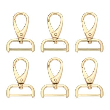 Imagem de HARFINGTON 6 peças de gancho destacável fecho giratório 1" (25 mm) liga de zinco fecho de garra de lagosta para chaveiro, bolsa de cordão, alça de bolsa DIY, ouro claro