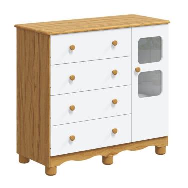 Imagem de Comoda Infantil 1 Porta 4 Gavetas Uli - Moveis Peroba Amendoa-branco