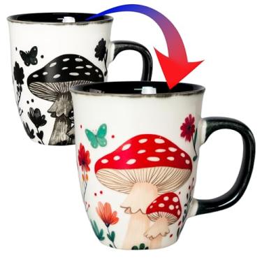 Imagem de Asmwo Caneca de arte engraçada mágica sensível ao calor que muda de cor grande café chá cogumelo canecas de porcelana para mulheres mãe avó presentes 473 ml