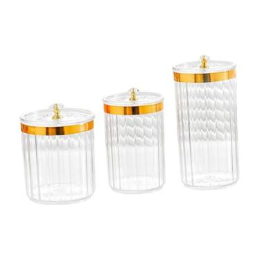 Imagem de IEUDNS Conjunto de 3 Potes de Armazenamento de Alimentos com Tampas Herméticas, Organizador de Despensa Moderno, Recipientes para Armazenar Alimentos como, Pote Transparente com Tampa Transparente