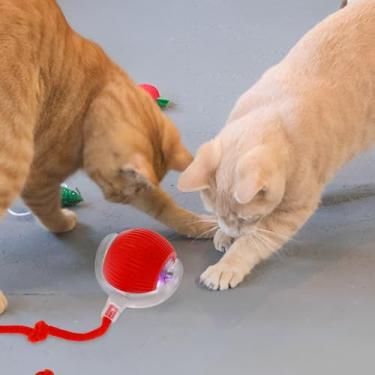 Imagem de 1/2/3 peças bola rolante elétrica para animais de estimação brinquedo automático bola de gato brinquedo inteligente autorolante brinquedo seguro para cães que se movem sozinho, 4 modos USB