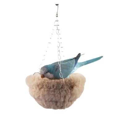 Imagem de CXYYXF Rede suspensa de papagaio de luxo de pele de coelho sintética: ninho de inverno quente ultramacio para periquitos, periquitos, calopsitas, pombinhos, conures. Área de dormir/brincar, presente