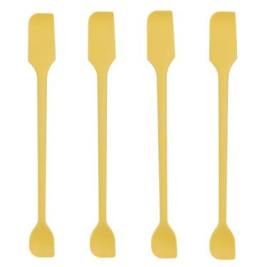 Imagem de Tinoaly 4un Conjunto Mini Espátulas, Multifuncionais Silicone com Cabeça Dupla Pequenas Espátulas de Cozinha Acessórios Práticos para Utensílios de Cozinha para Geleia Manteiga Creme Loção (Amarelo)