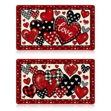 Imagem de InIsaJace Capacho para o dia dos namorados ao ar livre - 2 peças, tapete de boas-vindas para o dia dos namorados, antiderrapante, lavável, interior e exterior, para decoração de casa (40,6 cm x 71 cm)