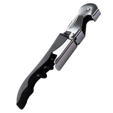 Imagem de Abridor de Vinho Profissional em Aço Inox, Dois Estágios, Design Moderno, com Serrinha Integrada, para Uso Doméstico e Bares, Saca Rolhas