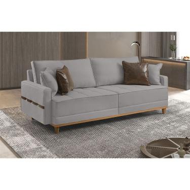 Imagem de Sofa Fixo 3 Lugares M-203 2,00m Molas Bonnel Almofadas Soltas Linho Estofados Martins