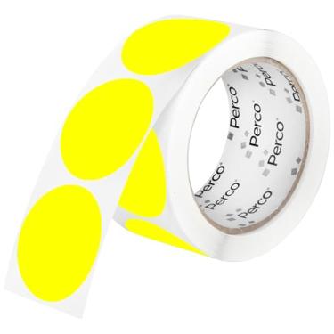 Imagem de Perco Etiquetas adesivas fluorescentes amarelas perfuradas de 5 cm — 250 adesivos redondos por rolo — com adesivo permanente para organização, codificação de cores, etiquetagem de caixote e alertas de