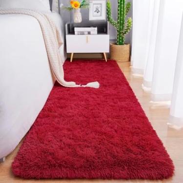 Imagem de Carpete, Tapete Quarto Pequeno, Passadeira 2,00 X 0,60m, Antiderrapantes e Macios(Bordô)
