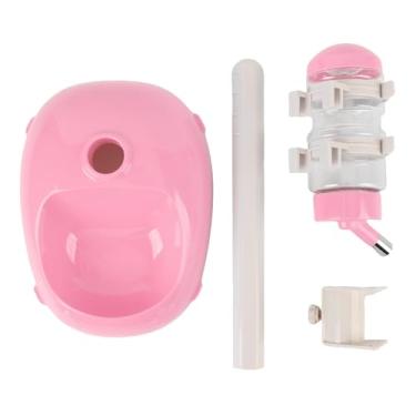 Imagem de QANYEGN Dispensador de água para animais de estimação, tigela ereta para cães e gatos com altura ajustável, capacidade de 500ml, alimentador automático de água para cães e gatos (Rosa)