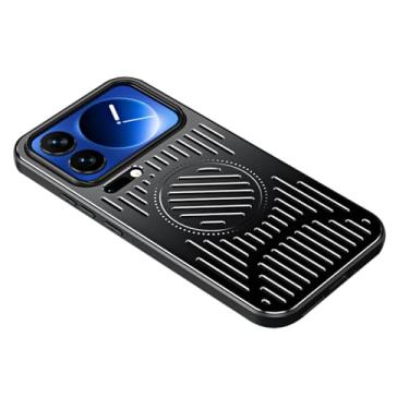 Imagem de LTLMYDAM Capa de metal para Xiaomi 17 Pro Max/17 Pro/17, capa de telefone legal de alumínio com dissipação de calor, capa magnética resistente a impacto de sucção, preta, 17 Pro Max