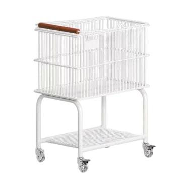 Imagem de AFXGUSD Carrinho de Lavanderia com Rodas, Organizador de Mobilidade Multifuncional E Prático, Cesto de Roupas para Quarto, Casa, comércio, Sala de Estar, Branco