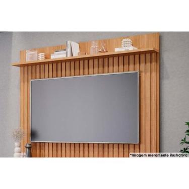 Imagem de Painel Quarto p/TV até 70 Pol Trend 100% MDF Ripado c/ Prateleira 180x