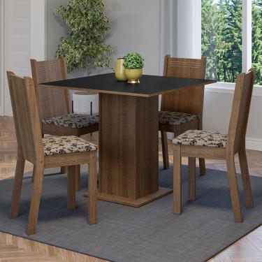 Imagem de Conjunto Sala De Jantar Mesa Tampo De Madeira 4 Cadeiras Rustic/preto/bege Marrom Samara Madesa Rustic/preto/bege Marrom